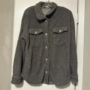 Hem & Thread Gray Oversized Teddy Pocket Shacket size M